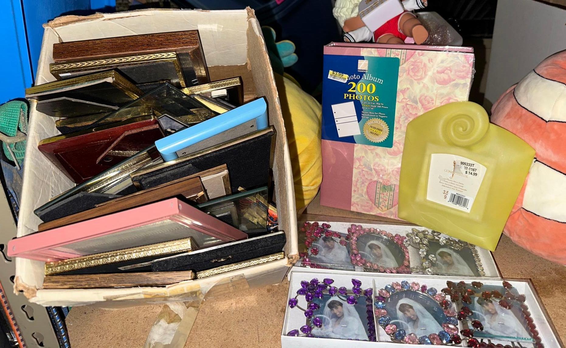 Lot of Picture Frames - Including New Pretty Jeweled Pic Frames & New Photo Album