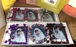 Lot of Picture Frames - Including New Pretty Jeweled Pic Frames & New Photo Album
