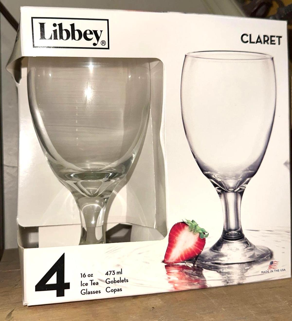 New Libbey Claret 4-16oz Goblets