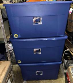 3 Matching Large Sterilite 45 Gallon Tote bins with Lids