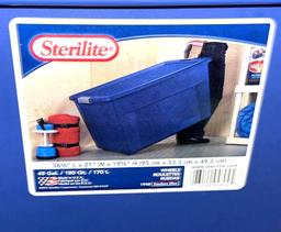3 Matching Large Sterilite 45 Gallon Tote bins with Lids