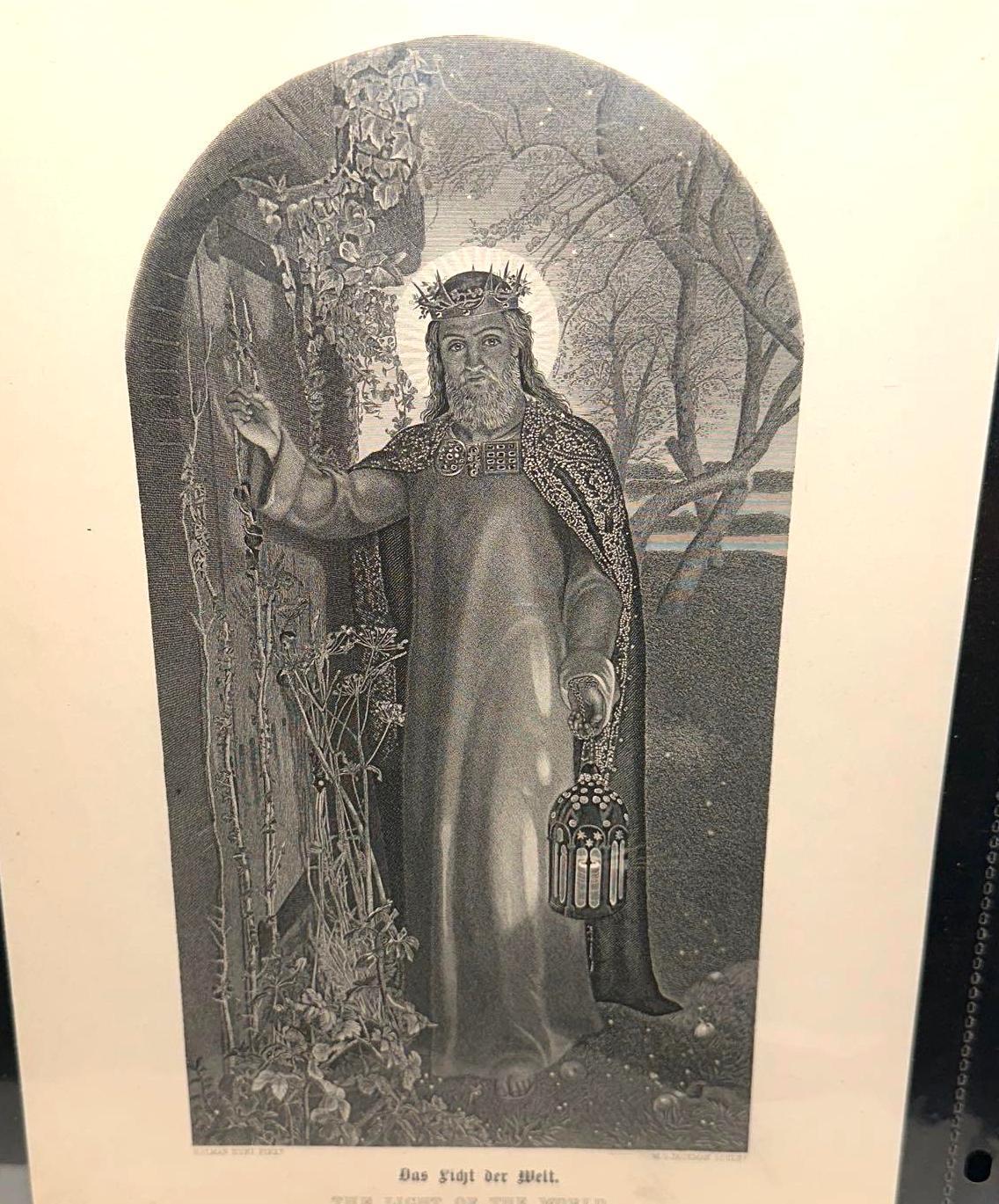 19th Century Print of Jesus Knocking on a Door. The Light of the World. - Beautiful Illustration