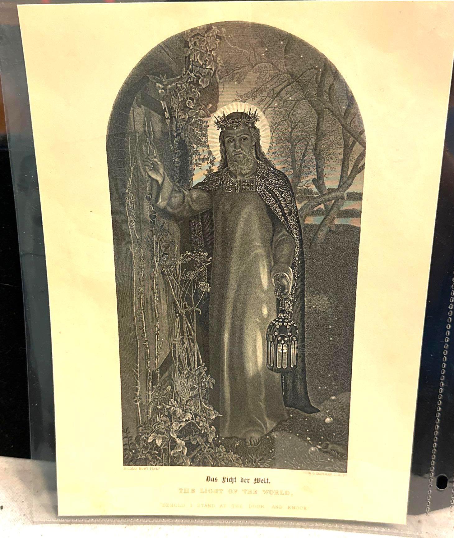 19th Century Print of Jesus Knocking on a Door. The Light of the World. - Beautiful Illustration