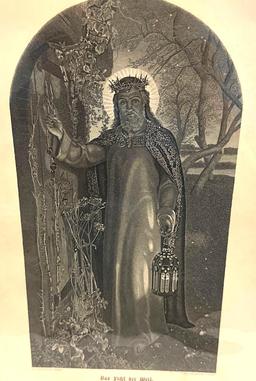 19th Century Print of Jesus Knocking on a Door. The Light of the World. - Beautiful Illustration