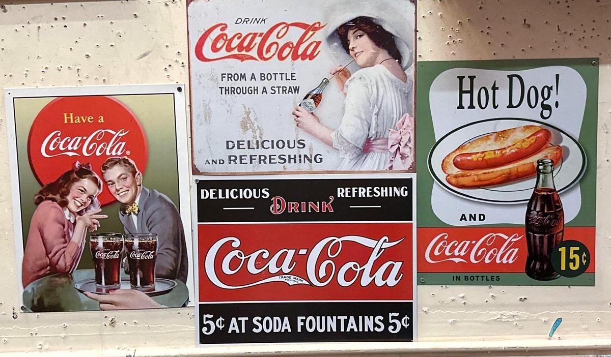 4 Metal Coca Cola Signs- Repops