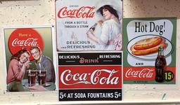 4 Metal Coca Cola Signs- Repops