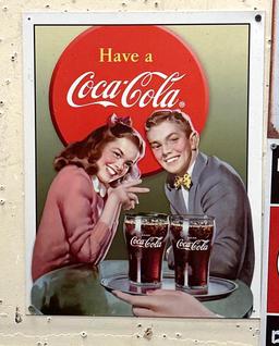 4 Metal Coca Cola Signs- Repops