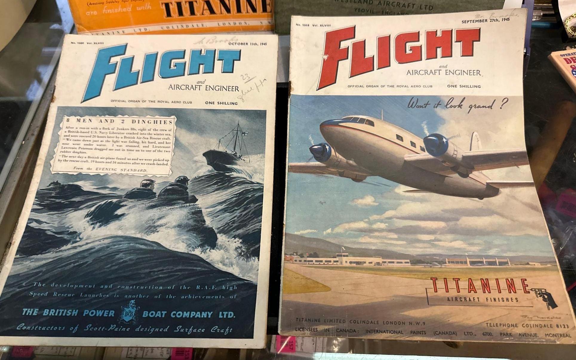 4 Copies of Flight Air Craft Magazines 1938 and 1945