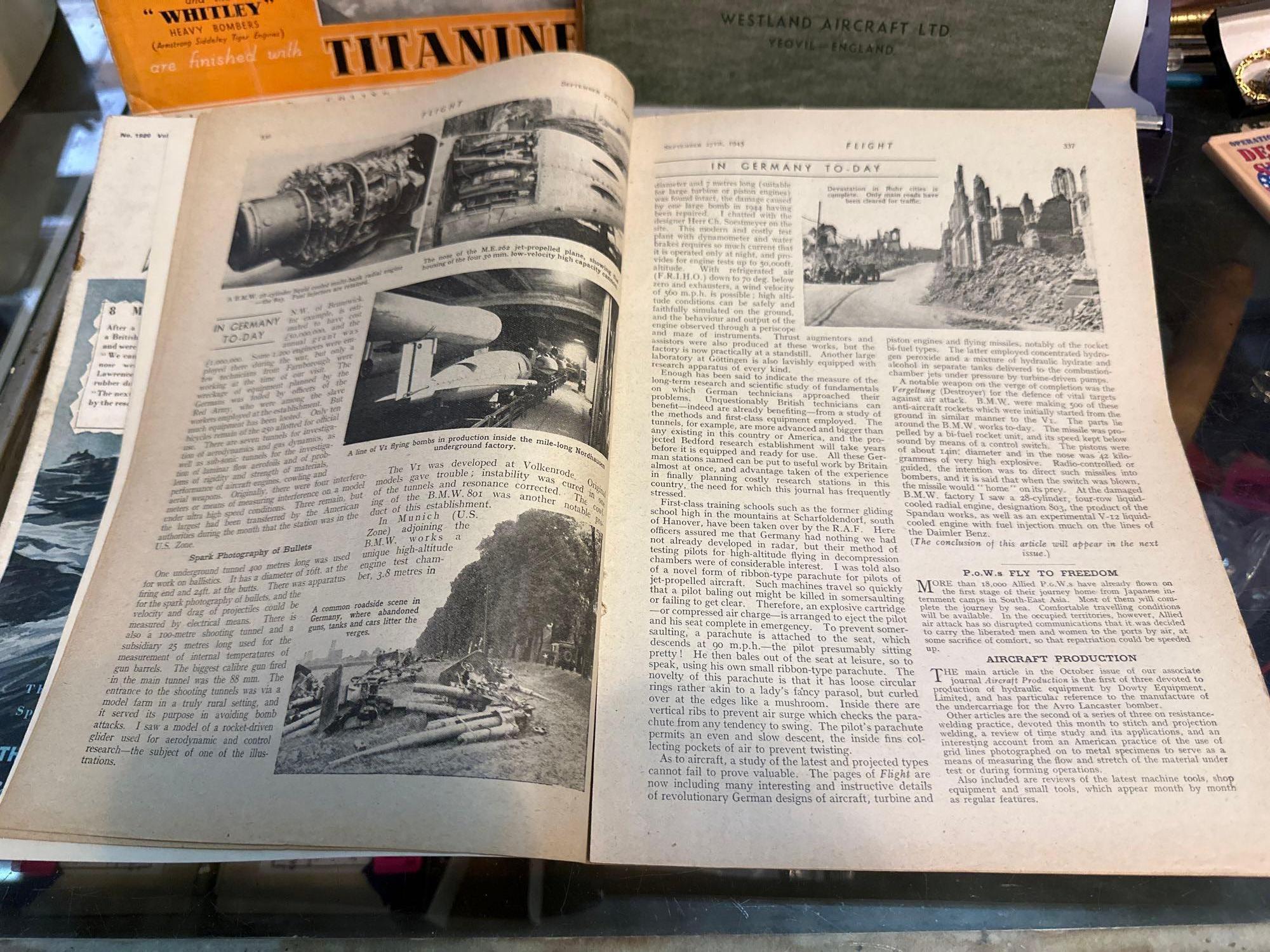 4 Copies of Flight Air Craft Magazines 1938 and 1945