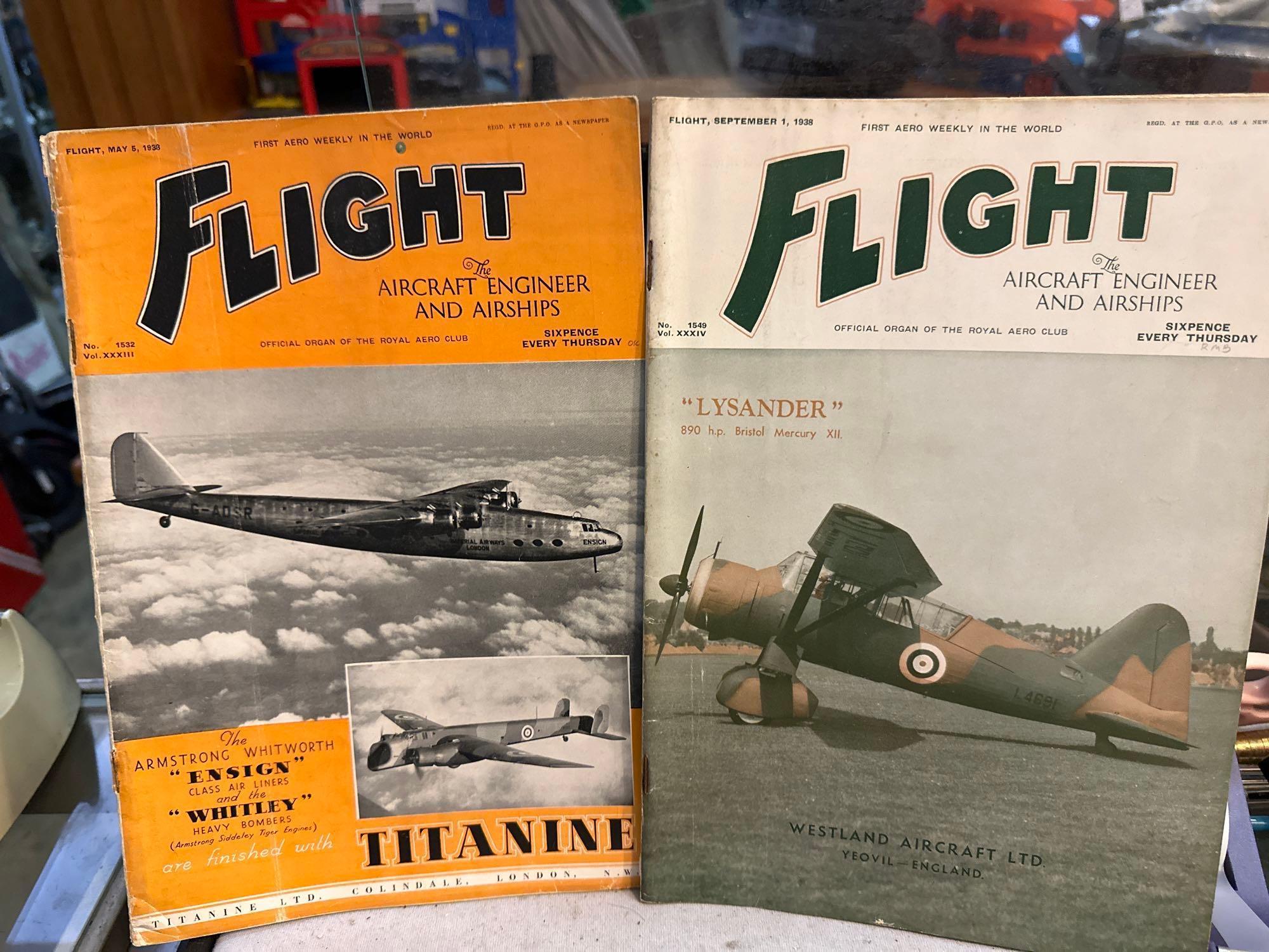 4 Copies of Flight Air Craft Magazines 1938 and 1945