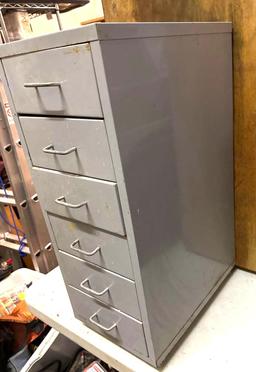 6 Drawer Metal Cabinet on Wheels 27" x 11"