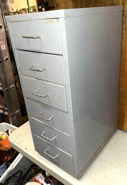 6 Drawer Metal Cabinet on Wheels 27" x 11"
