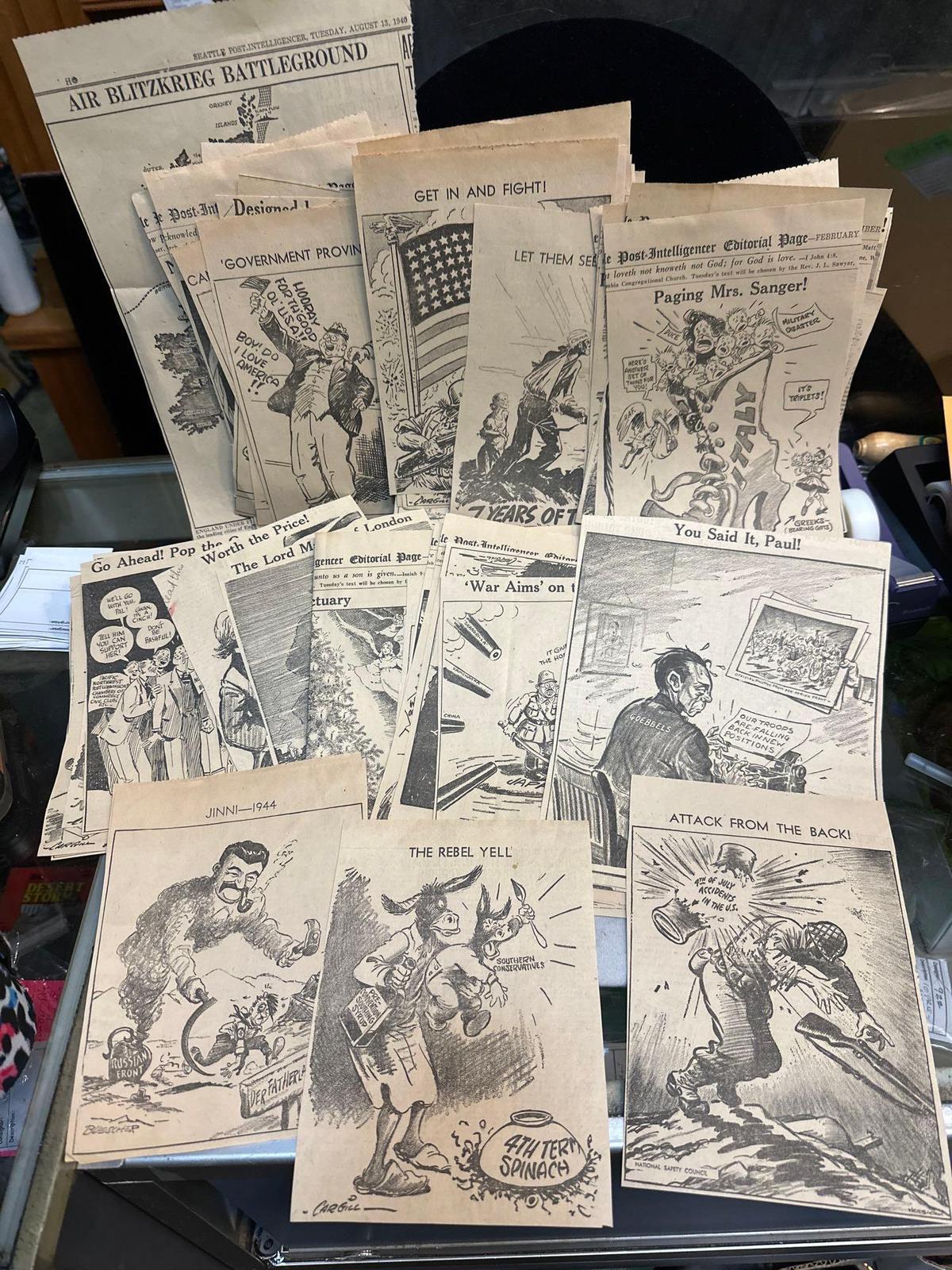Over 50 WW2 Political Cartoons from the Seattle P.I. 1940 to 1943