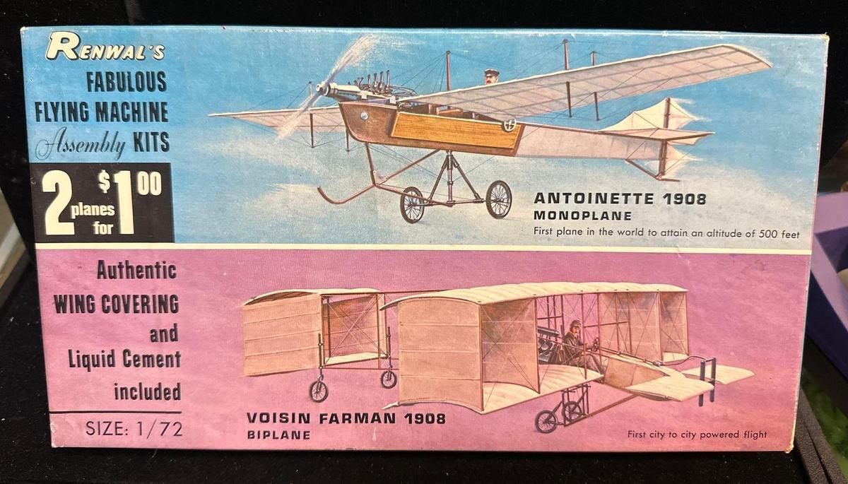 2 old Models 1908 Antoinette and 1908 Voisin Farman- Never Opened- Complete- Scarce