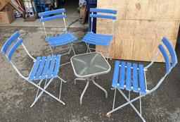 Set of 4 Vintage Phoenix Folding Patio Chairs and Small side table