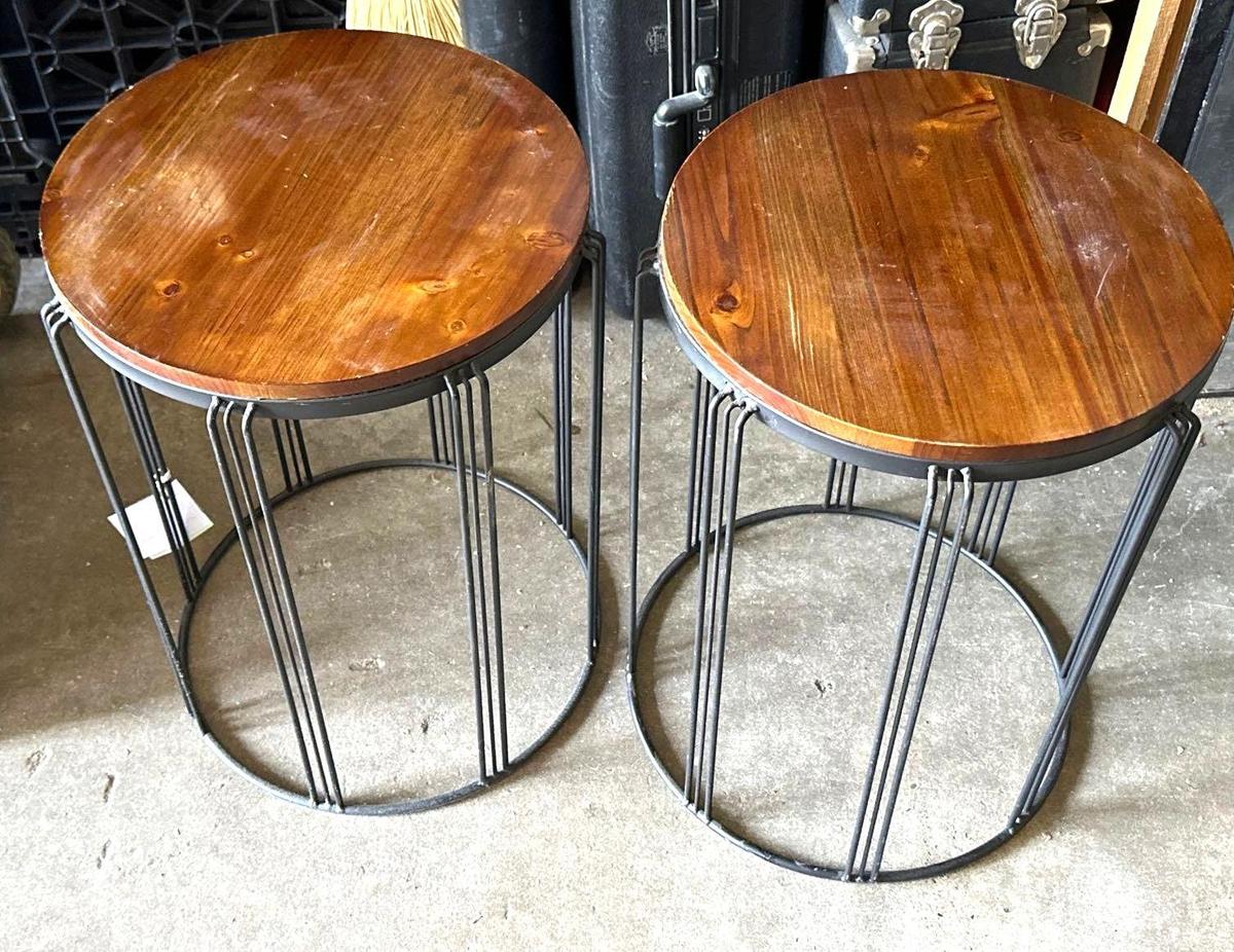 2 Small Wood and Metal Accent Tables 24" x 20"