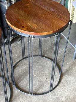 2 Small Wood and Metal Accent Tables 24" x 20"