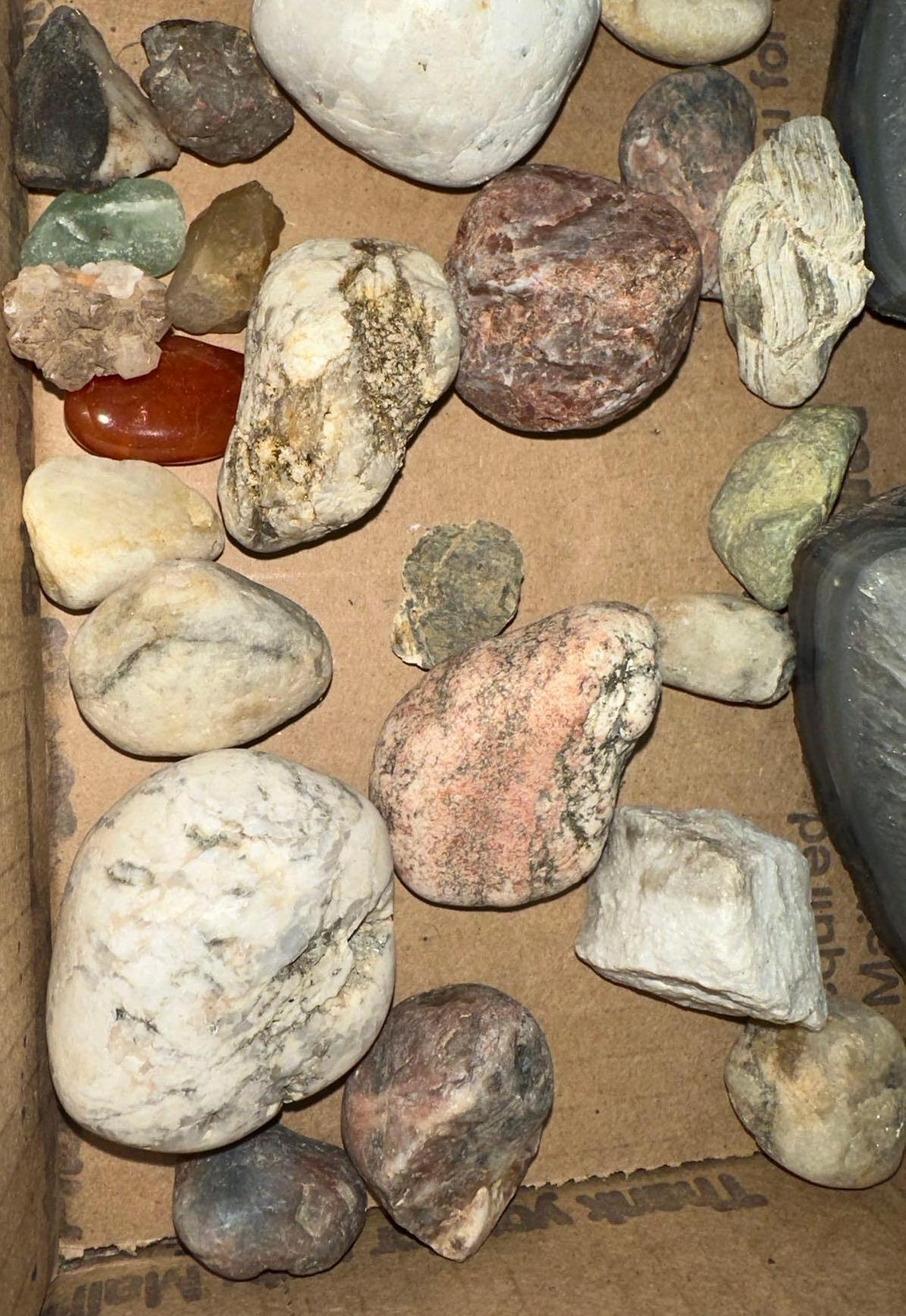 Collectible Rocks, Geos, Salt Lamp and Book