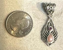 sterling silver pendant with Pink quartz Gemstone