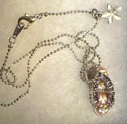 Mother of Pearl and Black Pearl Necklace Plus Angel Pin and Park Lane Pendant