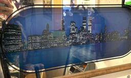 Twin Towers N.Y.C Mirrored Picture/Clock 34" x 12"