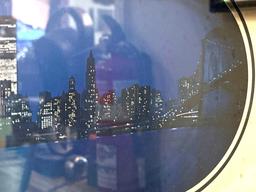 Twin Towers N.Y.C Mirrored Picture/Clock 34" x 12"