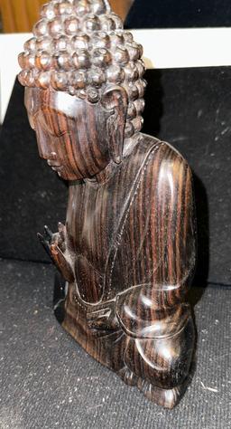 Sitting Carved Rosewood Buddah 8" Tall