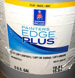 Sherwin Williams Painter's Edge + Flat 5 gal bucket of paint- "City Loft" white