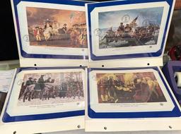 4 US Postage Stamps Declaration of Independence, Ragged Army at Valley Forged Washington etc