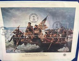 4 US Postage Stamps Declaration of Independence, Ragged Army at Valley Forged Washington etc