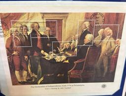 4 US Postage Stamps Declaration of Independence, Ragged Army at Valley Forged Washington etc