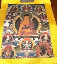 Silk Paint Napalesa Buddhist Avalokitesvara Budhisattva Thangka wall Hanging