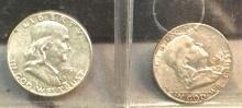 2 Franklin Half Dollars 1955 and 1949