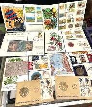 6- 1970's Western Samoa Coin/Currency &1st day issue stamp sets &2-1975 Bicentennial1st day covers