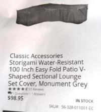 New Patio Sectional Lounge Cover 100"- New out of Box