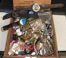 Box of Estate Jewelry and Watches
