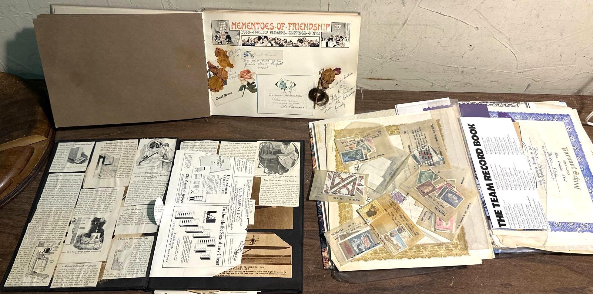 3 Vintage Scrap Books- Stamps, Awards, Articles and more
