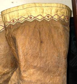 Pair of Old Eskimo Mukluks Seal Hide with Embroider Upper