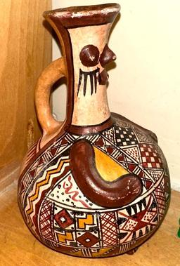 Colorful Peruvian Effigy water Jar- Middle 19th Century