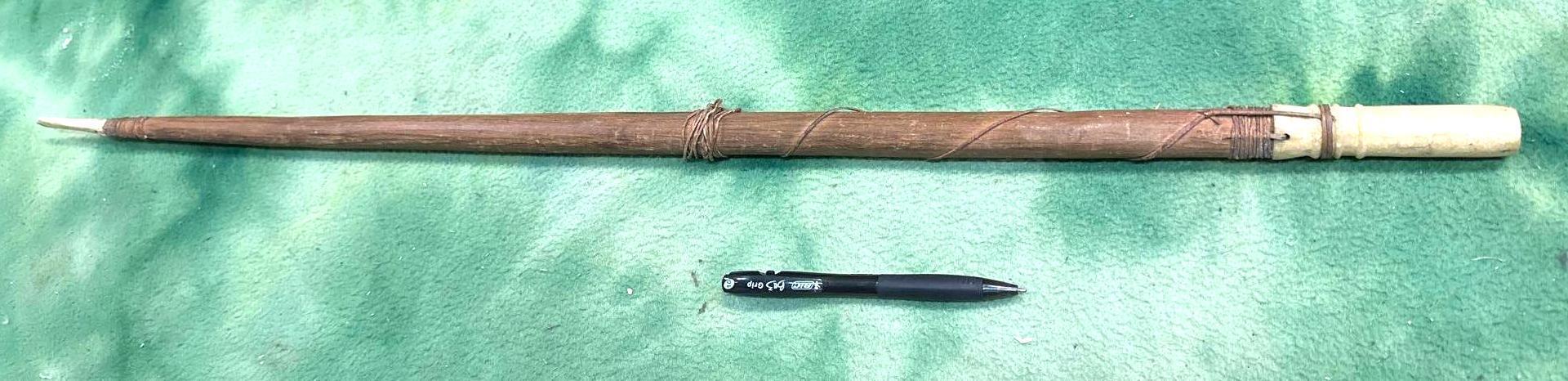 Scarce Eskimo Short Seal Harpoon with Hide Line Ivory Fore shaft and ice tester