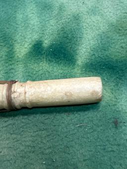 Scarce Eskimo Short Seal Harpoon with Hide Line Ivory Fore shaft and ice tester