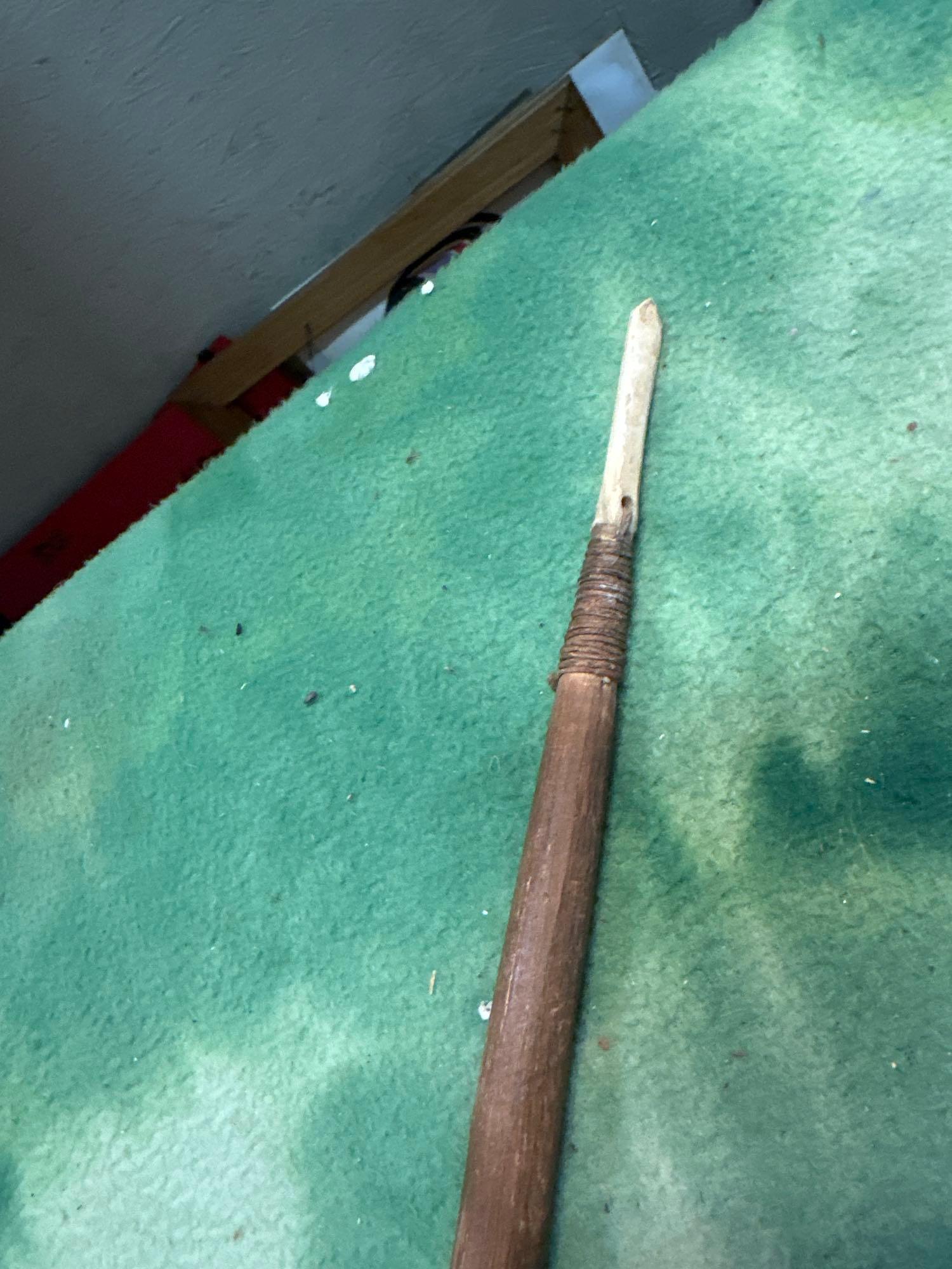 Scarce Eskimo Short Seal Harpoon with Hide Line Ivory Fore shaft and ice tester