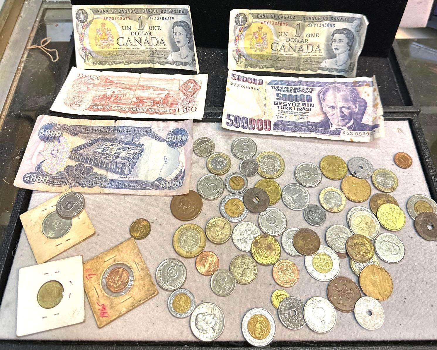 Lot of Foreign Currency and Coins