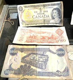 Lot of Foreign Currency and Coins