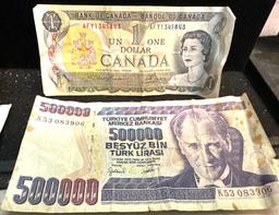 Lot of Foreign Currency and Coins