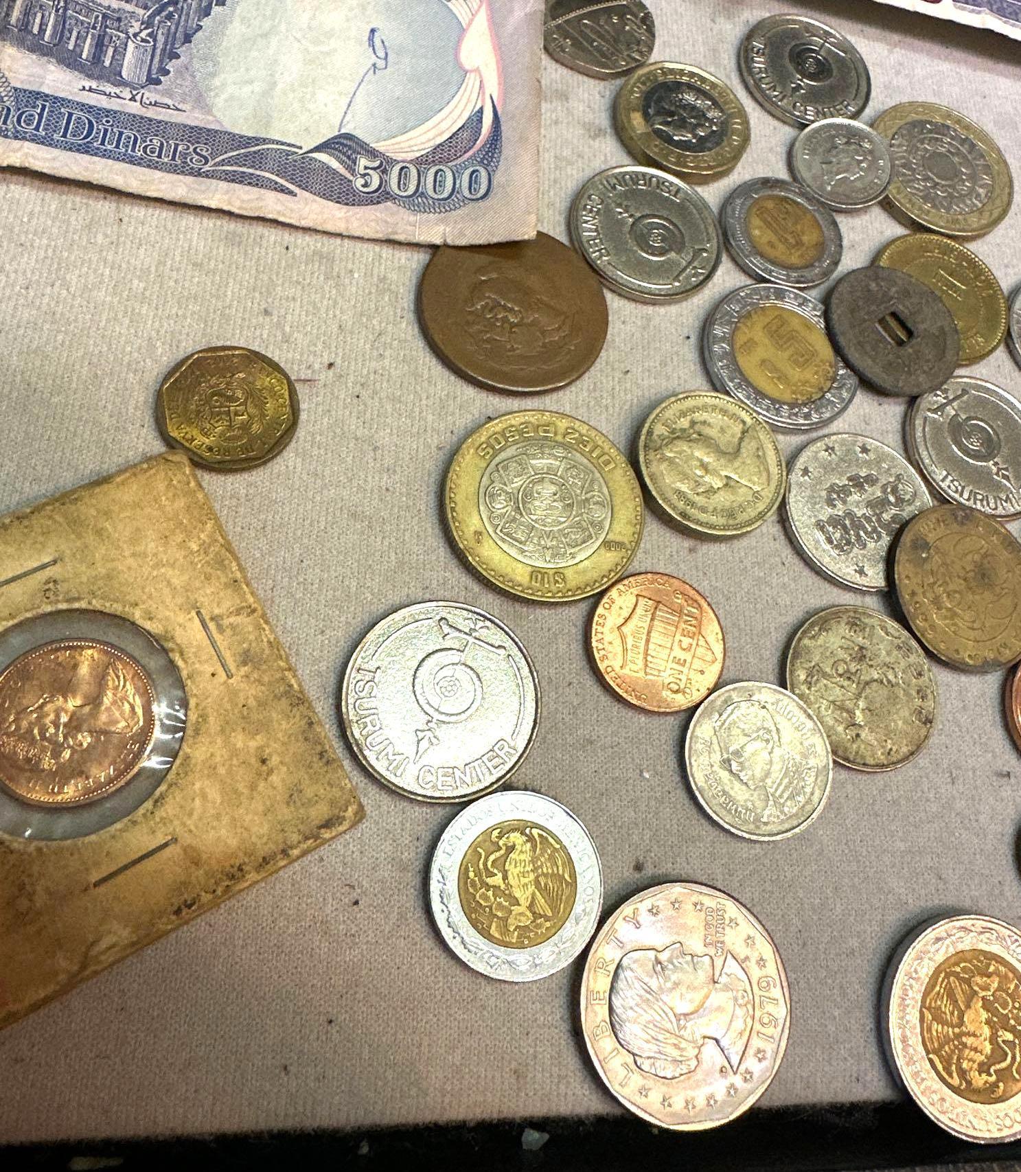 Lot of Foreign Currency and Coins