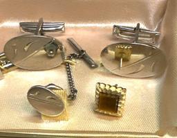 Vintage Cufflinks and Silver Earrings