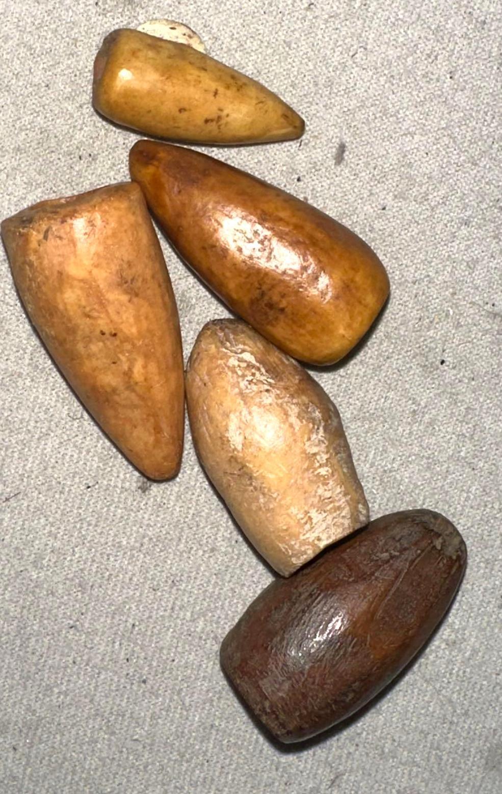 5 Fossilized Eskimo Bird Points- Scarce to Rare
