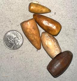 5 Fossilized Eskimo Bird Points- Scarce to Rare