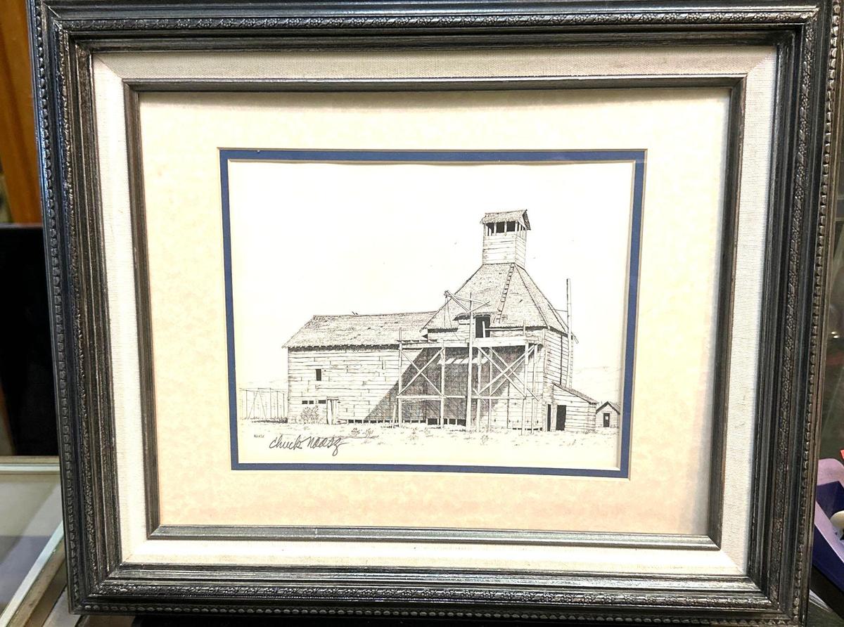 Framed Drawing "McDonald Hop Kiln" Wapato, Wa By Chuck Naasz- Signed- 19" x 16"